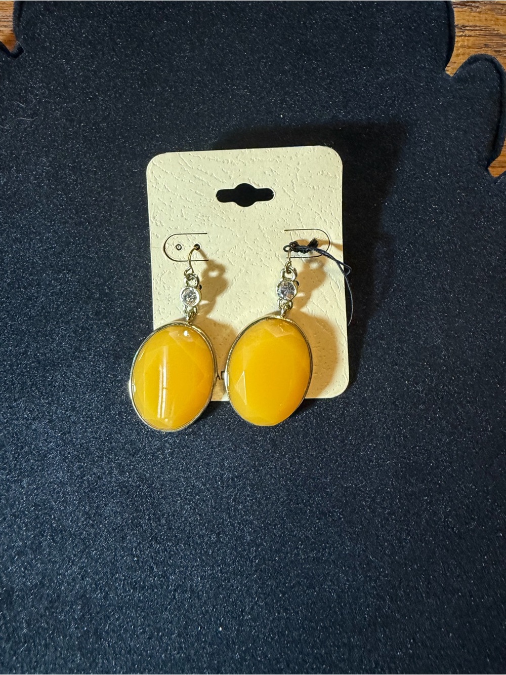 Yellow Oval Drop Earrings -